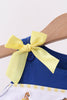 Royal Blue Character Embroidery Ruffle Romper