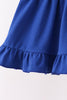 Royal Blue Character Embroidery Ruffle Pants
