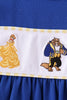 Royal Blue Character Embroidery Ruffle Dress