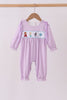 Purple Stripe Frozen Smocked Romper