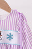 Purple Stripe Frozen Smocked Romper