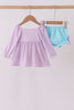 Purple Stripe Frozen Embroidery Bloomer Set