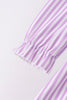 Purple Stripe Frozen Embroidery Ruffle Pants Set