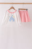 Pink Castle Applique Ruffle Skorts Set