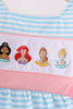 Blue Stripe Princess Embroidery Ruffle Bubble