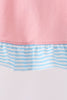 Pink Princess Embroidery Stripe Ruffle Bloomer Set