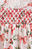 Red Holly Bow Smocked Lace Ruffle Pants Set