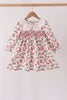 Red Holly Bow Smocked Lace Dress
