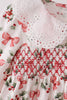Red Holly Bow Smocked Lace Dress