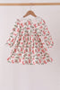 Red Holly Bow Smocked Lace Dress