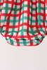 Red Character Embroidery Gingham Bubble