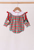 Red Character Embroidery Gingham Bubble