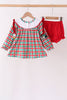 Red Character Embroidery Gingham Bloomer Set