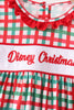 Red Character Embroidery Gingham Ruffle Pants Set
