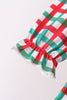 Red Character Embroidery Gingham Ruffle Pants Set
