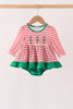 Red Nutcracker Embroidery Stripe Ruffle Bubble