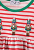 Red Nutcracker Embroidery Stripe Ruffle Bubble