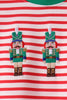 Red Nutcracker Embroidery Stripe Pants Set