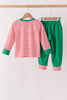 Red Nutcracker Embroidery Stripe Pants Set