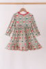 Green Christmas Bow Ruffle Bamboo Dress