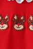 Red Reindeer French Knot Ruffle Romper