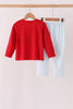 Red Reindeer French Knot Pants Set