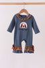 Blue Nativity Embroidery Ruffle Romper