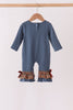 Blue Nativity Embroidery Ruffle Romper
