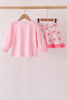 Pink Santa French Knot Ruffle Skorts Set
