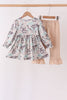 Hunting Deer Embroidery Ruffle Pants Set
