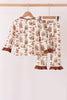Brown Duck Embroidery Ruffle Pants Set