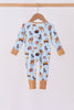 Blue Nativity Zip Bamboo Romper