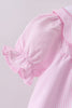 Pink stripe bunny bow embroidery bloomer set