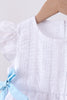 Blue bow ruffle bloomer set