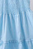 Blue smocked ruffle tiered dress