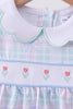 Blue plaid bow floral pants set