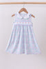 Blue plaid bow floral dress