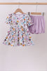 Purple character print bamboo bloomer set