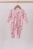 Pink golf cart print bamboo romper