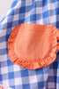Sage strawberry embroidery ruffle gingham dress