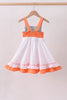 Sage strawberry embroidery ruffle dress