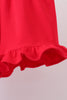 Blue stripe bow fireworks embroidery ruffle shorts set