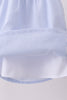 Blue stripe bow fireworks embroidery ruffle dress