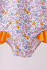 Mustard floral print ruffle rashguard