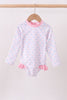 Pink floral print ruffle rashguard