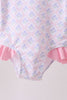 Pink floral print ruffle rashguard