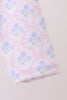 Pink floral print ruffle rashguard