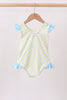 Yellow shell print bow ruffle swimsuit