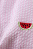 Pink stripe watermelon embroidery seersucker ruffle bubble