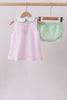 Pink stripe watermelon embroidery seersucker bloomer set